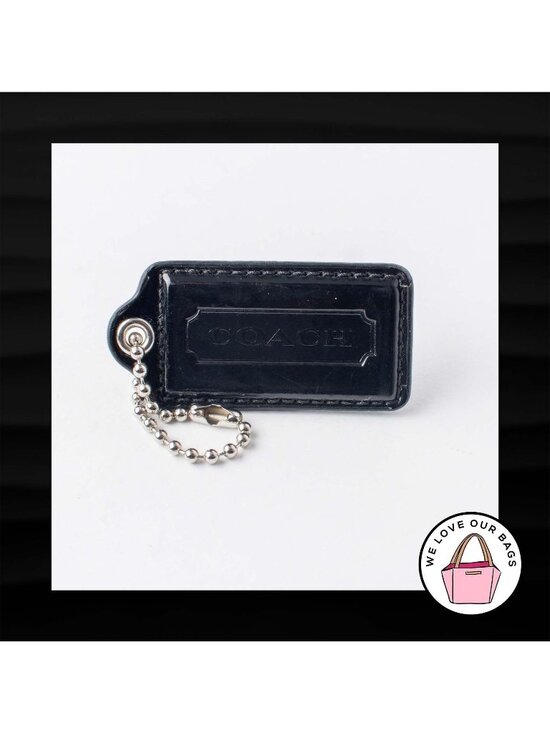 Coach Accessories - 2.5" Large COACH BLACK PATENT LEATHER KEY FOB
